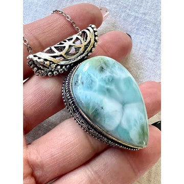 925 Sacred Geometry LARIMAR Pendant Necklace