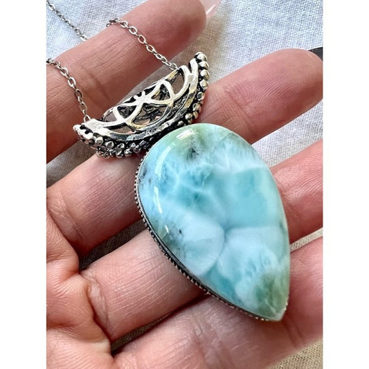 925 Sacred Geometry LARIMAR Pendant Necklace