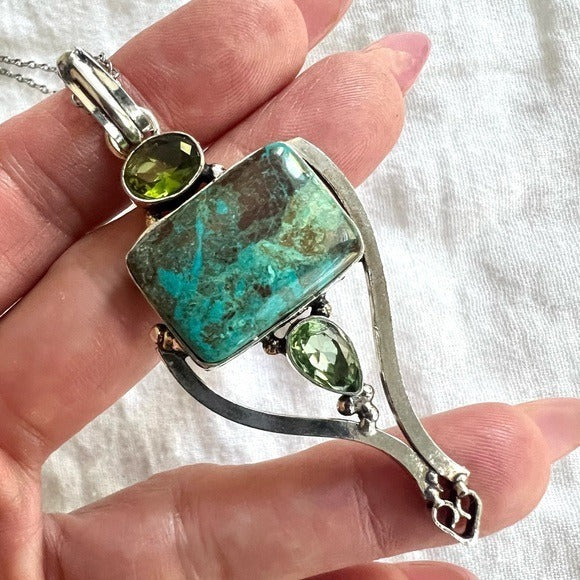 925 Gorgeous! Chrysocolla Pendant Necklace