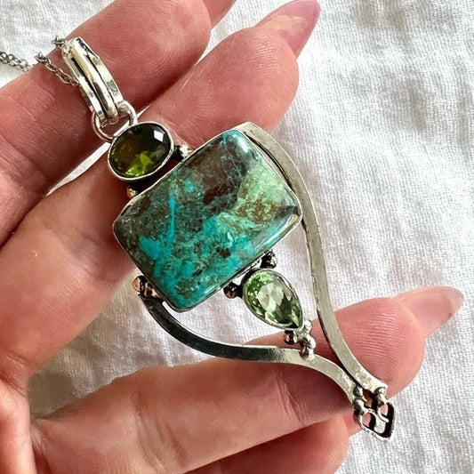 925 Gorgeous! Chrysocolla Pendant Necklace