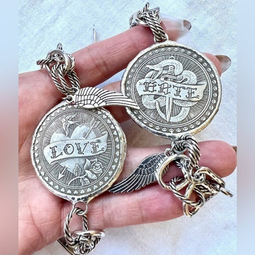 OMG OMG! Love Hate Vintage Tattoo Bird Snake Chunky Charm Tattoo Bracelet