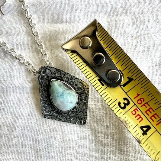 925 Calming Caribbean Larimar Geo Pendant Necklace
