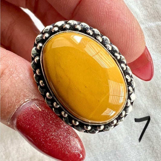 925 Confidence Solar Chakra Yellow Jasper Ring 7 8 9