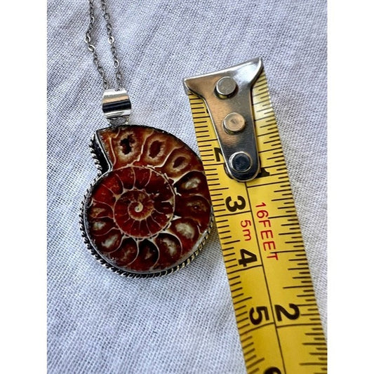 925 WOW WOW! Ammonite Fossil Past Lives Pendant Necklace