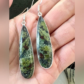 925 Kundalini Dragons Blood Bloodstone Earrings