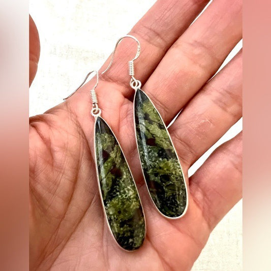 925 Kundalini Dragons Blood Bloodstone Earrings