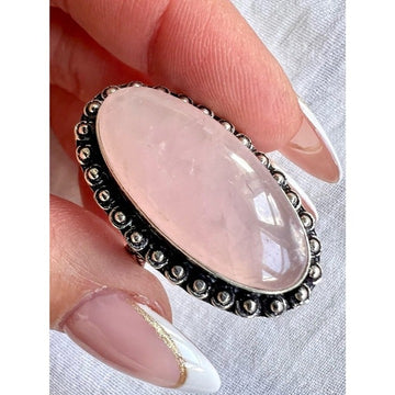 9.25 LOVE BOMB Rose Quartz Large Oval Ring 9.5