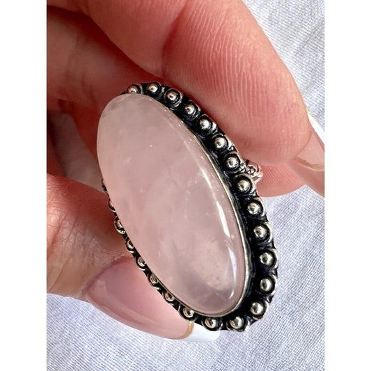 9.25 LOVE BOMB Rose Quartz Large Oval Ring 9.5