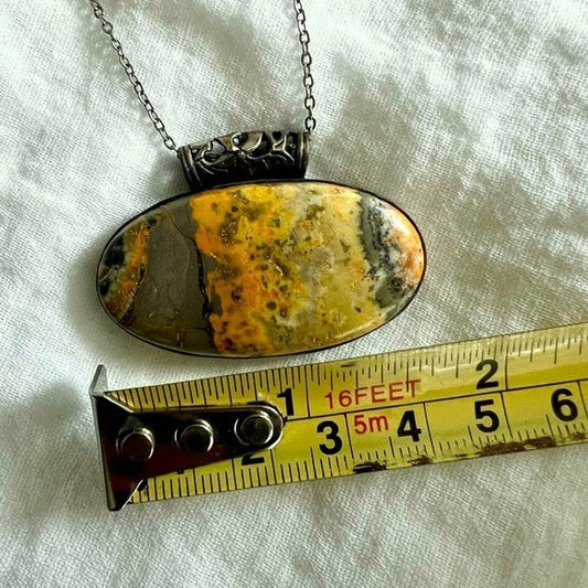 925 Life Purpose Bumble Bee Jasper Pendant Necklace
