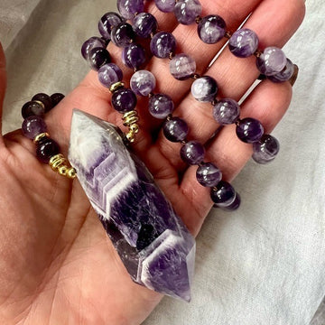 HUGE! DT Dream Amethyst Chevron Mala Necklace