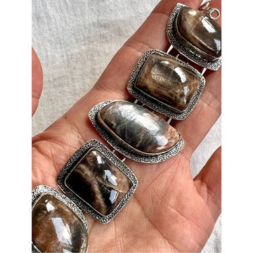 925 Earthen Moon Chocolate Moonstone Bracelet