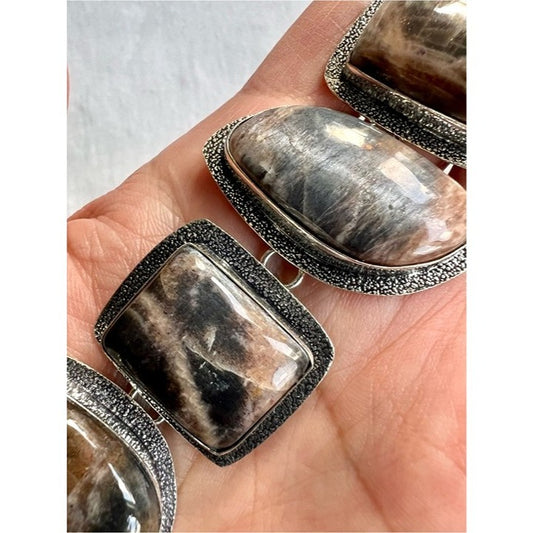 925 Earthen Moon Chocolate Moonstone Bracelet