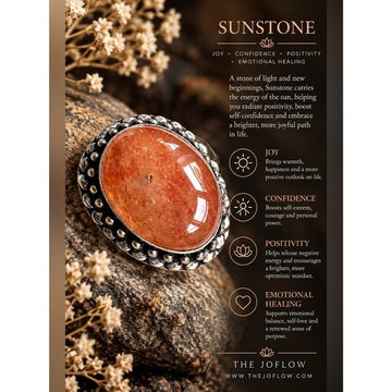 925 Joyful LIGHT Sunstone Ring 7.25