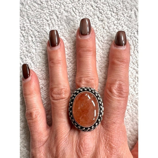 925 Joyful LIGHT Sunstone Ring 7.25