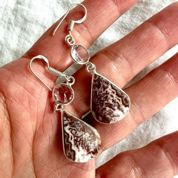 925 Petite Crazy Lace Agate + Morganite Earrings