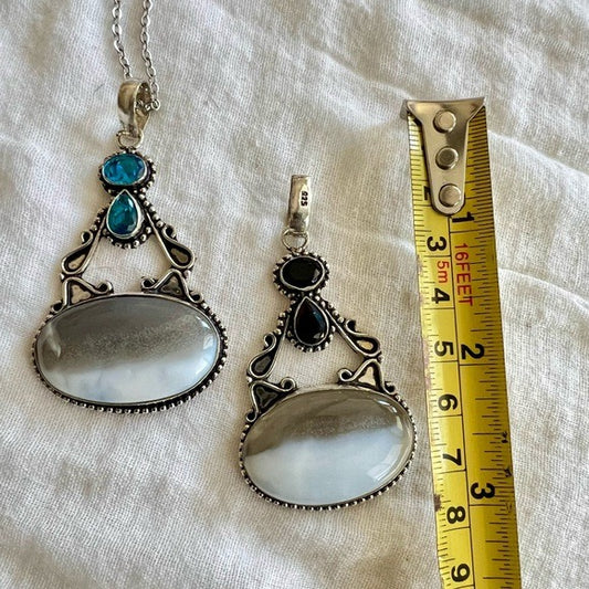 925 HIGHVIBE Owyhee Opal Topaz Onyx Necklace Pendant