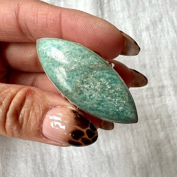 925 Marquis Peacekeeper Amazonite Ring 8.25