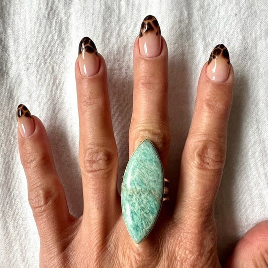 925 Marquis Peacekeeper Amazonite Ring 8.25