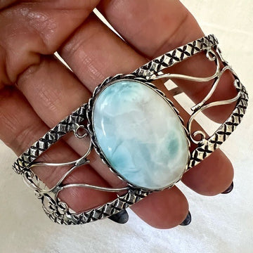 925 Pale Blue Caribbean LARIMAR Cuff Bracelet