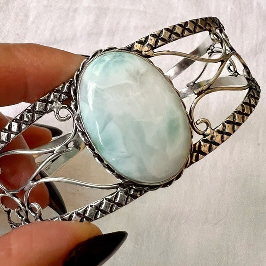 925 Pale Blue Caribbean LARIMAR Cuff Bracelet