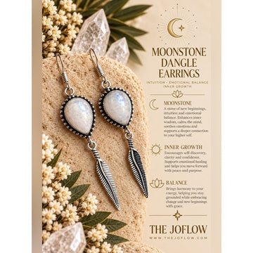 925 Bohemian Moonstone Feather Earrings