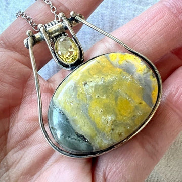 925 Souls Growth. Bumble Bee Jasper Pendant