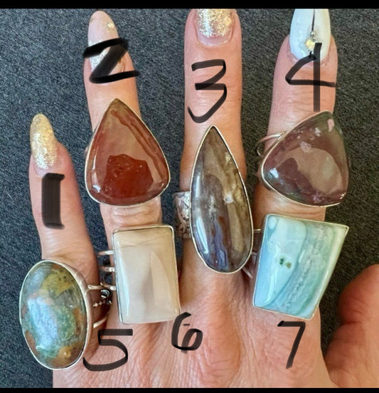925 You Choose! Agate or Jasper Ring - all size 9.5