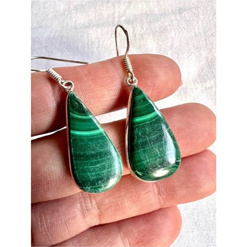 925 Unconditional LOVE Malachite Teardrop Earrings