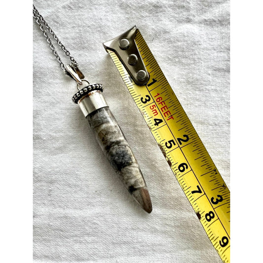 Past Life Recall - Orthoceras Fossil Pendant Necklace