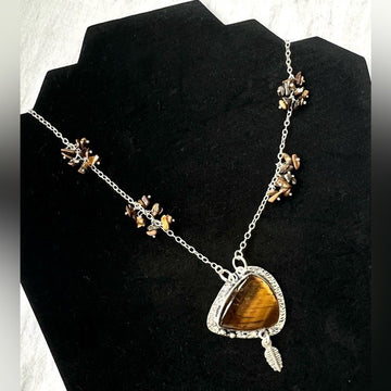 925 Courage Tigers Eye Statement Necklace