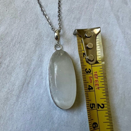 925 Crystal Clearing SELENITE Gypsum Pendant Necklace