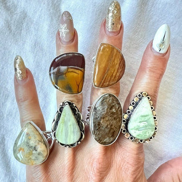 925 You Choose! Agate or Jasper Ring Sz 7.5