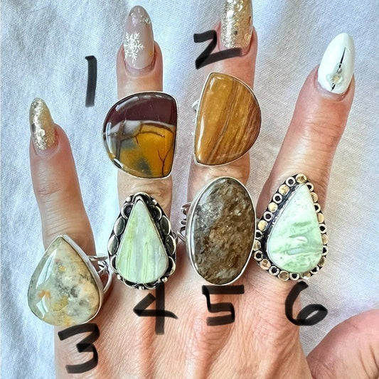 925 You Choose! Agate or Jasper Ring Sz 7.5