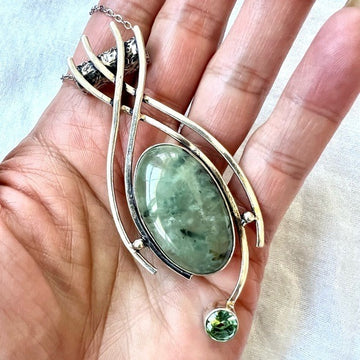 925 OOAK! Moss Prehnite Necklace Pendant