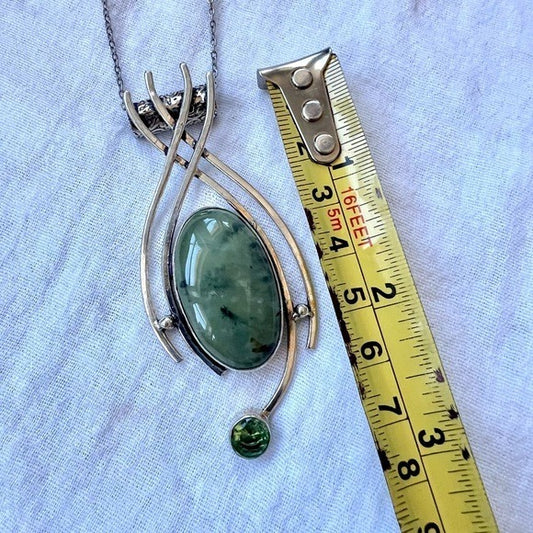 925 OOAK! Moss Prehnite Necklace Pendant