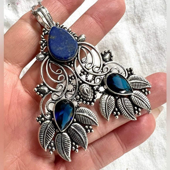 925 Consciously WILD Lapis Lazuli + Topaz Necklace Pendant