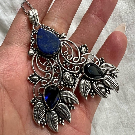 925 Consciously WILD Lapis Lazuli + Topaz Necklace Pendant