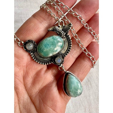 925 Calming Caribbean Larimar Bird Nature Necklace