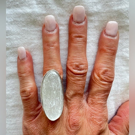 925 Crystal CHARGING Oval Selenite Ring 6