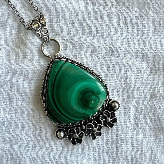925 Mystical Malachite Swirl Pendant Necklace