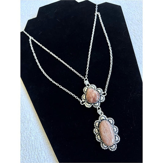 925 Divine Radiance Double SUNSTONE Goddess Necklace