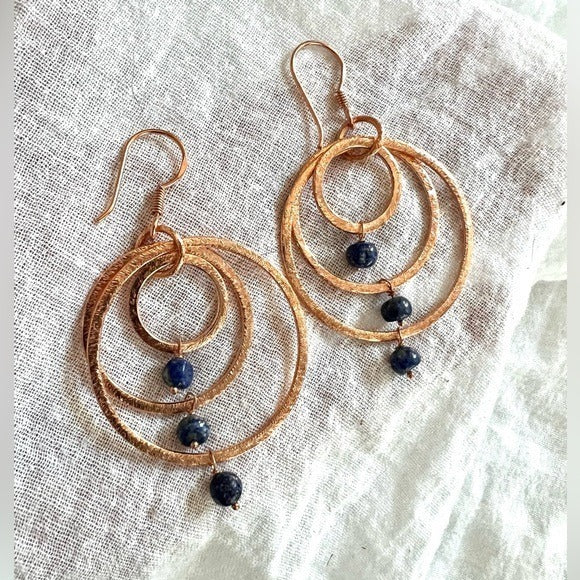 COPPER! Sodalite Triple Hoop Earrings