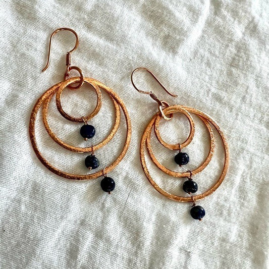 COPPER! Sodalite Triple Hoop Earrings
