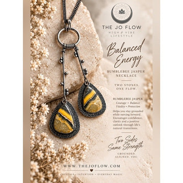 925 Balanced Energy Bumble Bee Jasper Lariat Style Necklace