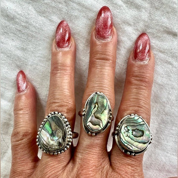925 You Choose! Iridescent Abalone Shell Ring 8.5