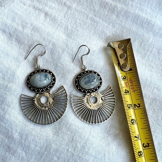 925 Eccentric Vintage Style Moonstone Boho Earrings