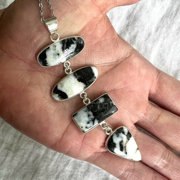 925 Long Cleavage WILD Buffalo Jasper Pendant Necklace