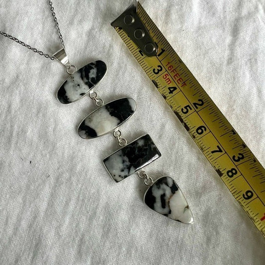 925 Long Cleavage WILD Buffalo Jasper Pendant Necklace