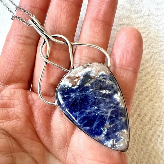 925 Spiritual Sodalite Braided Pendant Necklace
