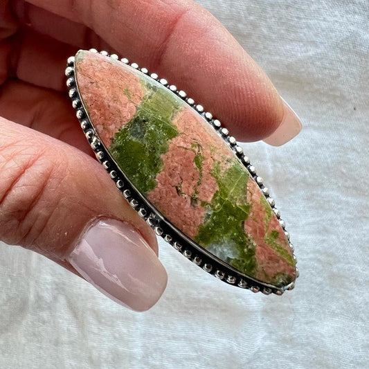 925 Inner Peace Unakite Long Ring 9